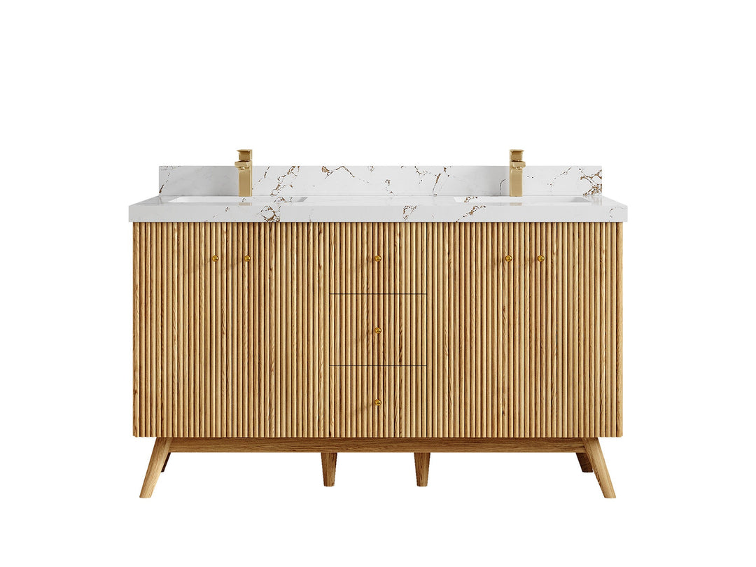 Pasadena White Oak 60 in. W x 22 in. D Double Sink Bathroom Vanity - Willow Bath and Vanity