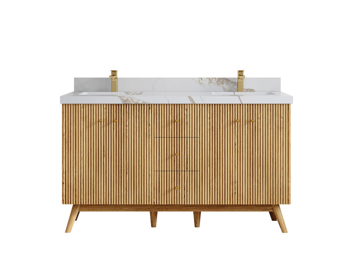 Pasadena White Oak 60 in. W x 22 in. D Double Sink Bathroom Vanity - photo 12