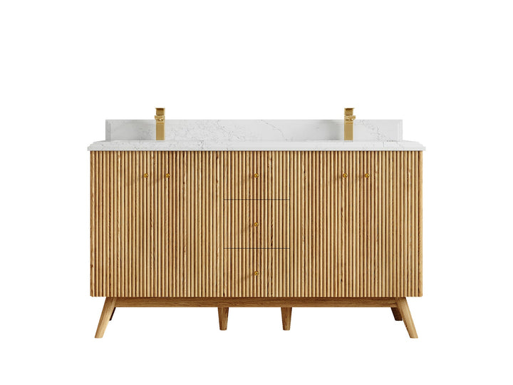 Pasadena White Oak 60 in. W x 22 in. D Double Sink Bathroom Vanity - photo 26