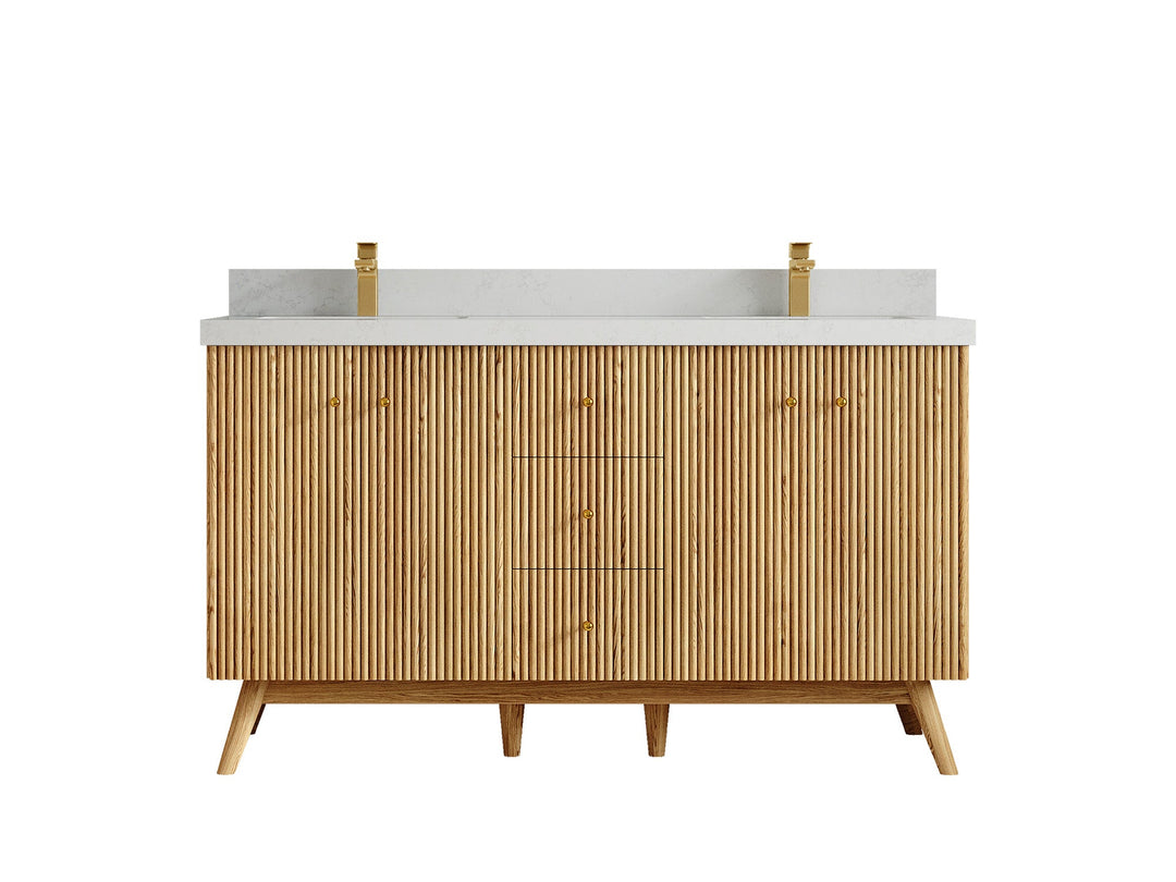 Pasadena White Oak 60 in. W x 22 in. D Double Sink Bathroom Vanity - Willow Bath and Vanity