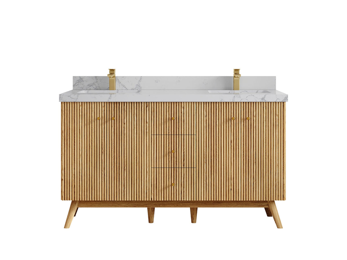Pasadena White Oak 60 in. W x 22 in. D Double Sink Bathroom Vanity - Willow Bath and Vanity