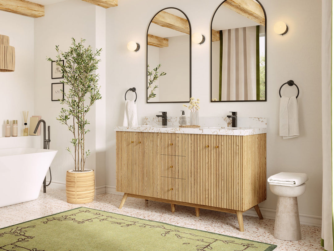 Pasadena White Oak 60 in. W x 22 in. D Double Sink Bathroom Vanity - Willow Bath and Vanity