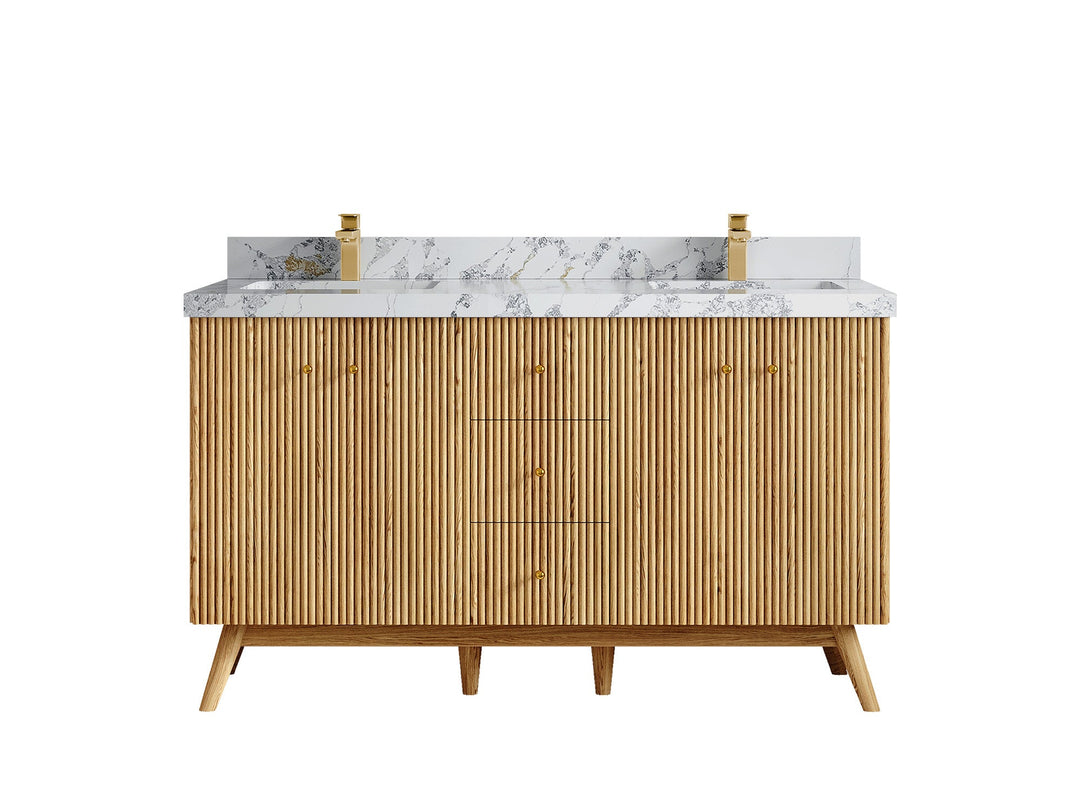 Pasadena White Oak 60 in. W x 22 in. D Double Sink Bathroom Vanity - Willow Bath and Vanity