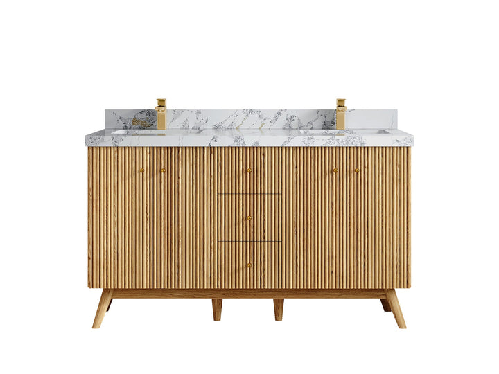 Pasadena White Oak 60 in. W x 22 in. D Double Sink Bathroom Vanity - photo 8