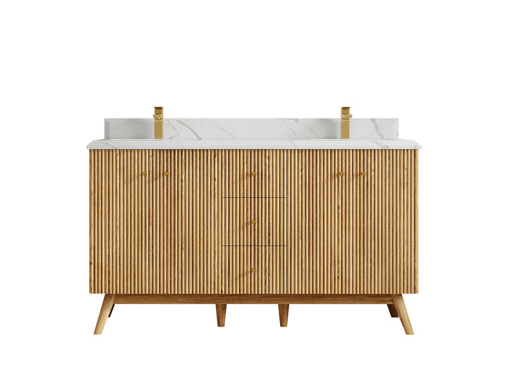 Pasadena White Oak 60 in. W x 22 in. D Double Sink Bathroom Vanity - photo 24