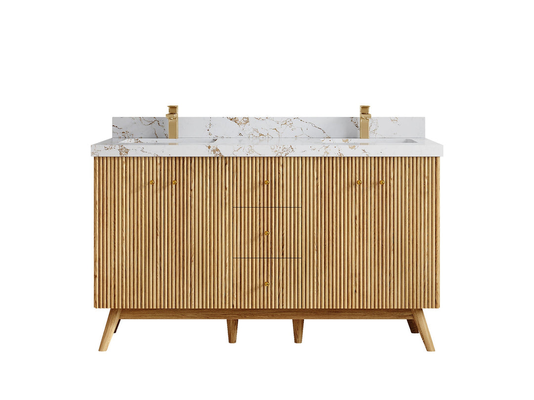 Pasadena White Oak 60 in. W x 22 in. D Double Sink Bathroom Vanity - Willow Bath and Vanity