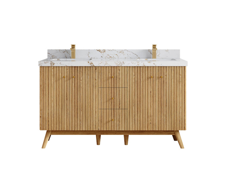 Pasadena White Oak 60 in. W x 22 in. D Double Sink Bathroom Vanity - photo 38