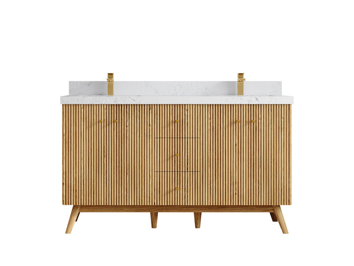 Pasadena White Oak 60 in. W x 22 in. D Double Sink Bathroom Vanity - photo 30