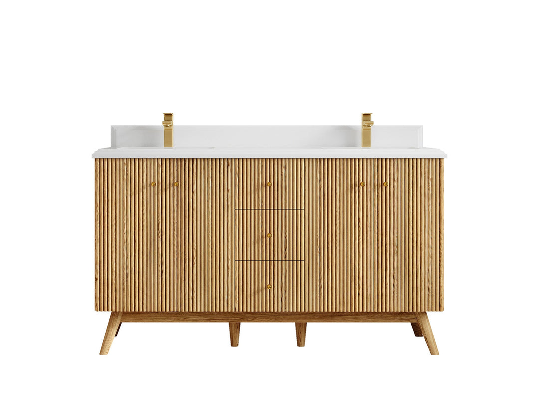 Pasadena White Oak 60 in. W x 22 in. D Double Sink Bathroom Vanity - Willow Bath and Vanity