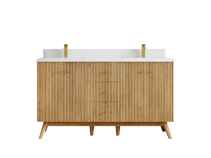 Pasadena White Oak 60 in. W x 22 in. D Double Sink Bathroom Vanity - photo 28