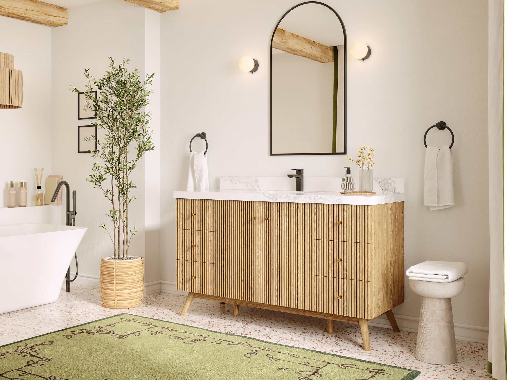 Pasadena White Oak 60 in. W x 22 in. D Single Sink Bathroom Vanity - Willow Bath and Vanity