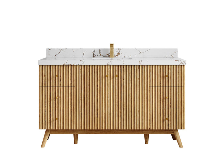 Pasadena White Oak 60 in. W x 22 in. D Single Sink Bathroom Vanity - photo 36