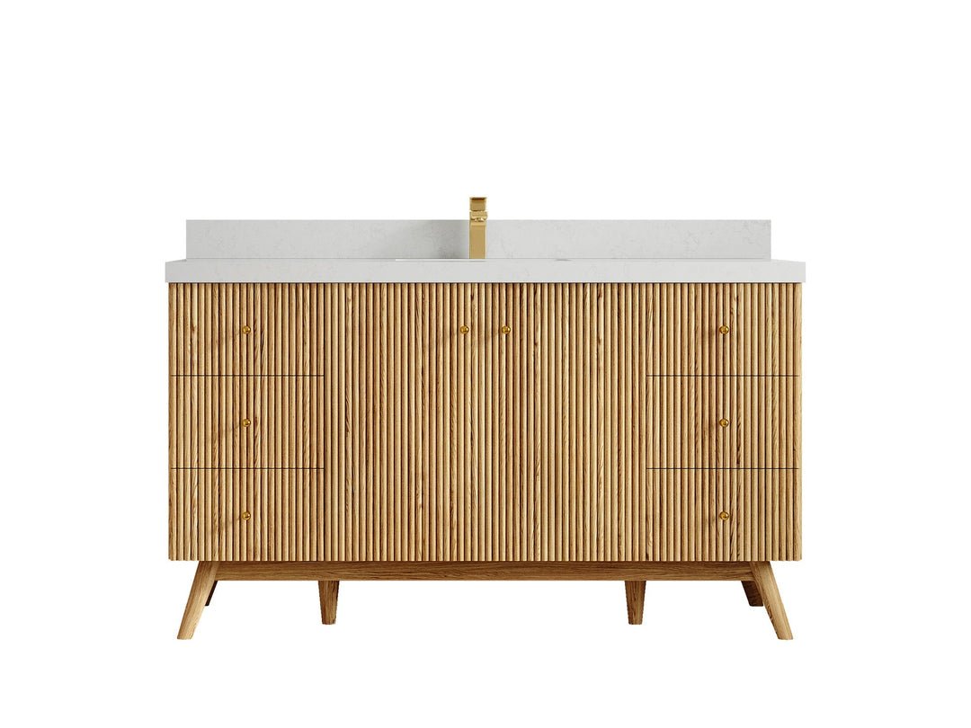 Pasadena White Oak 60 in. W x 22 in. D Single Sink Bathroom Vanity - Willow Bath and Vanity