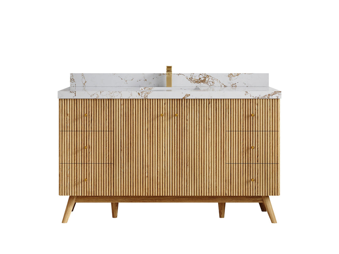 Pasadena White Oak 60 in. W x 22 in. D Single Sink Bathroom Vanity - Willow Bath and Vanity