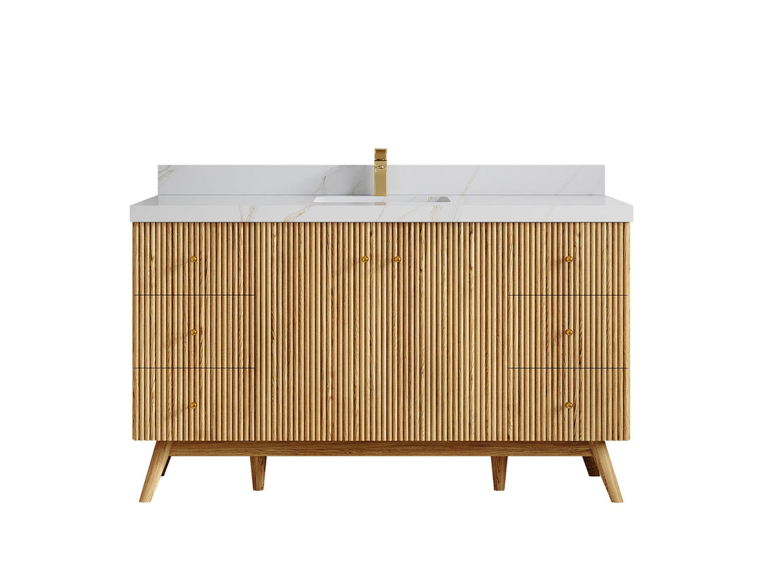 Pasadena White Oak 60 in. W x 22 in. D Single Sink Bathroom Vanity - Willow Bath and Vanity