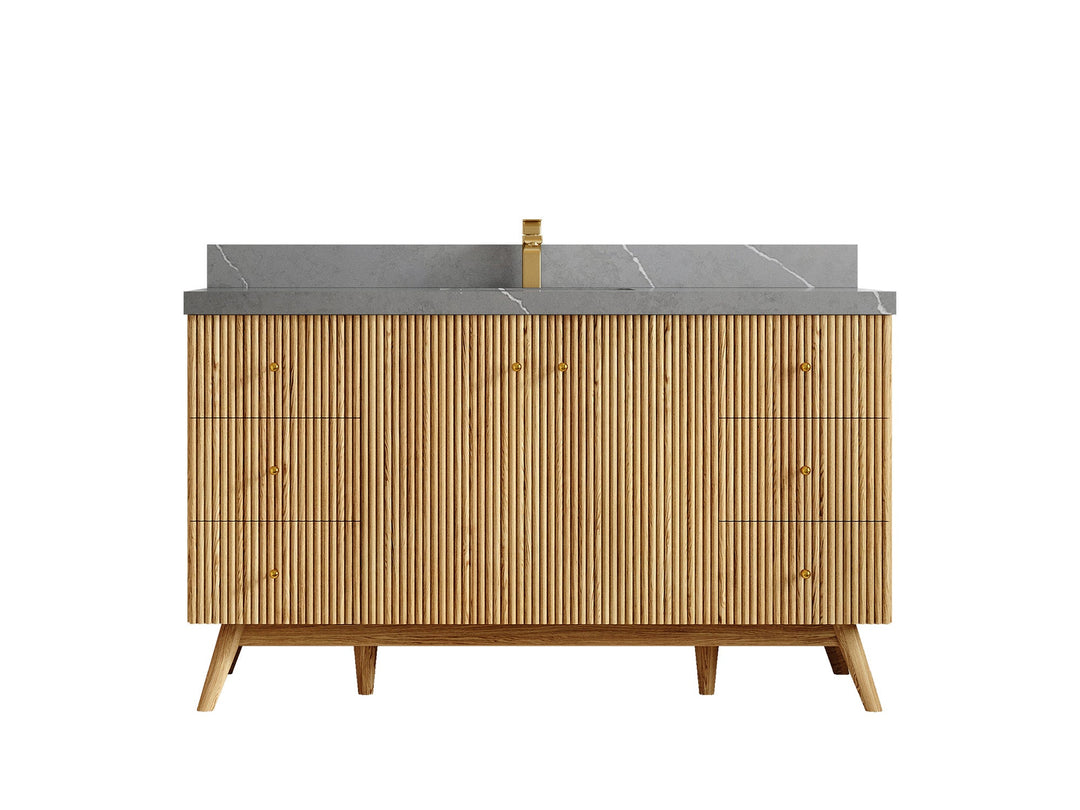 Pasadena White Oak 60 in. W x 22 in. D Single Sink Bathroom Vanity - Willow Bath and Vanity