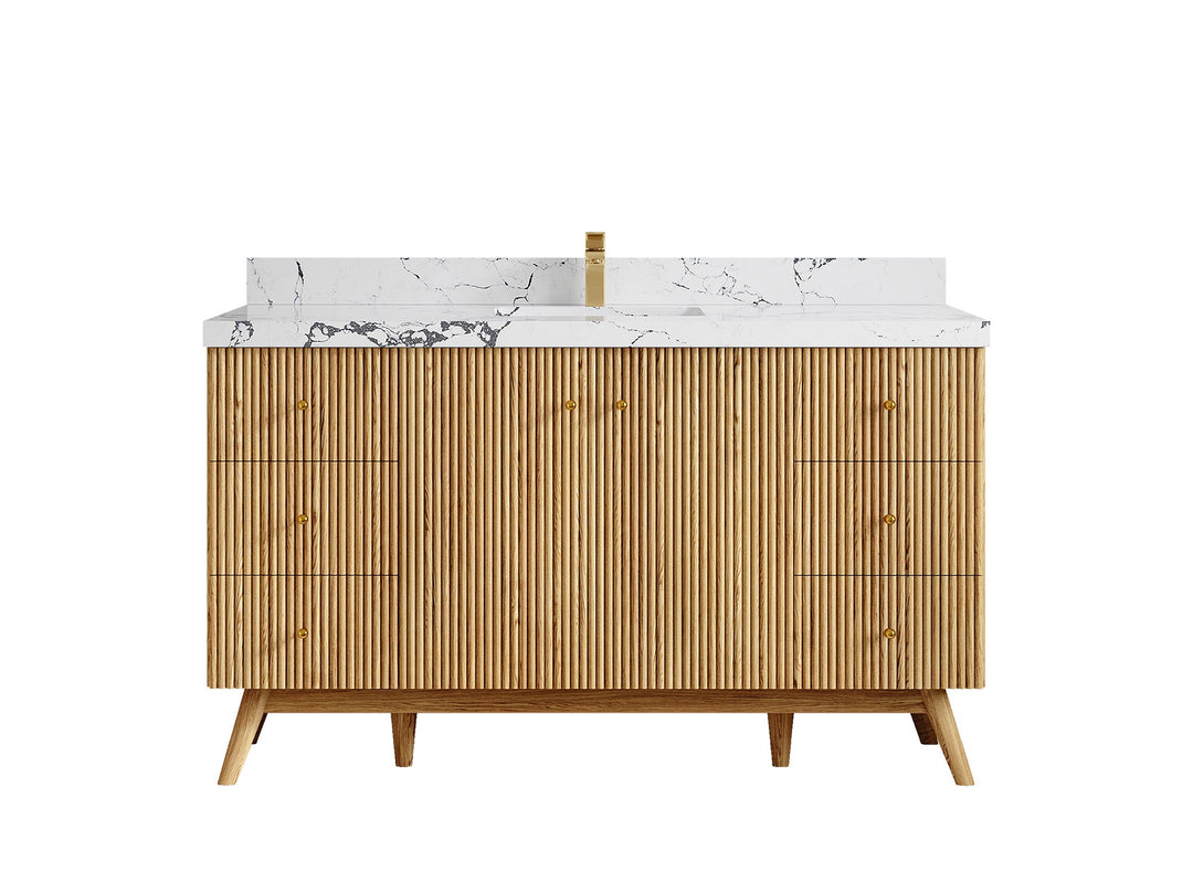 Pasadena White Oak 60 in. W x 22 in. D Single Sink Bathroom Vanity - Willow Bath and Vanity