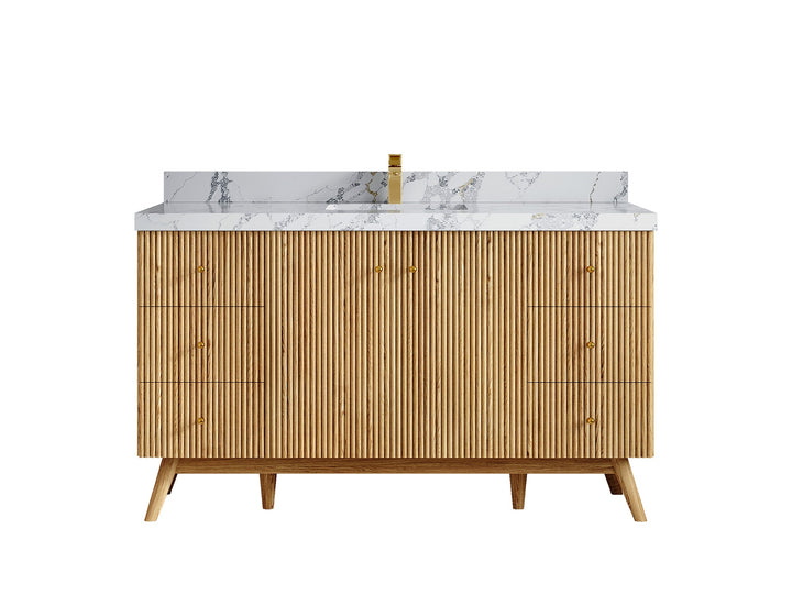 Pasadena White Oak 60 in. W x 22 in. D Single Sink Bathroom Vanity - photo 8