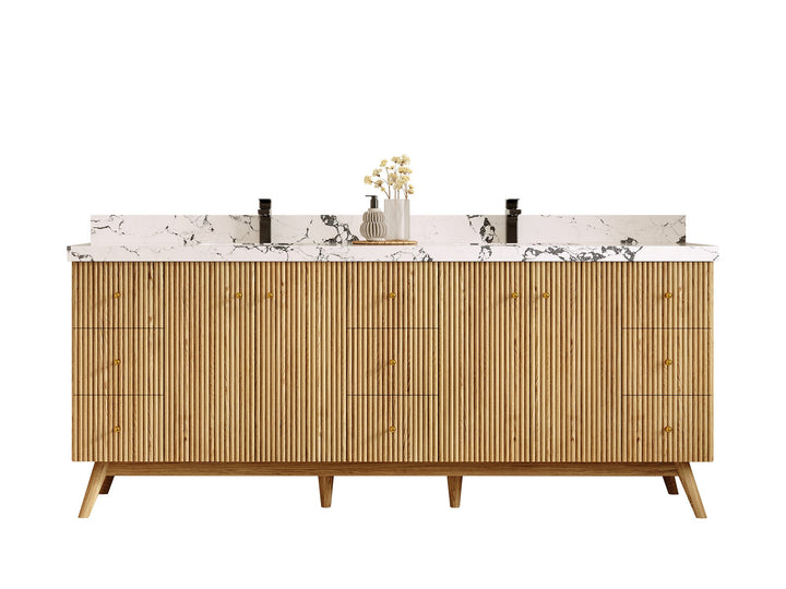 Pasadena White Oak 84 in. W x 22 in. D Double Sink Bathroom Vanity - photo 1