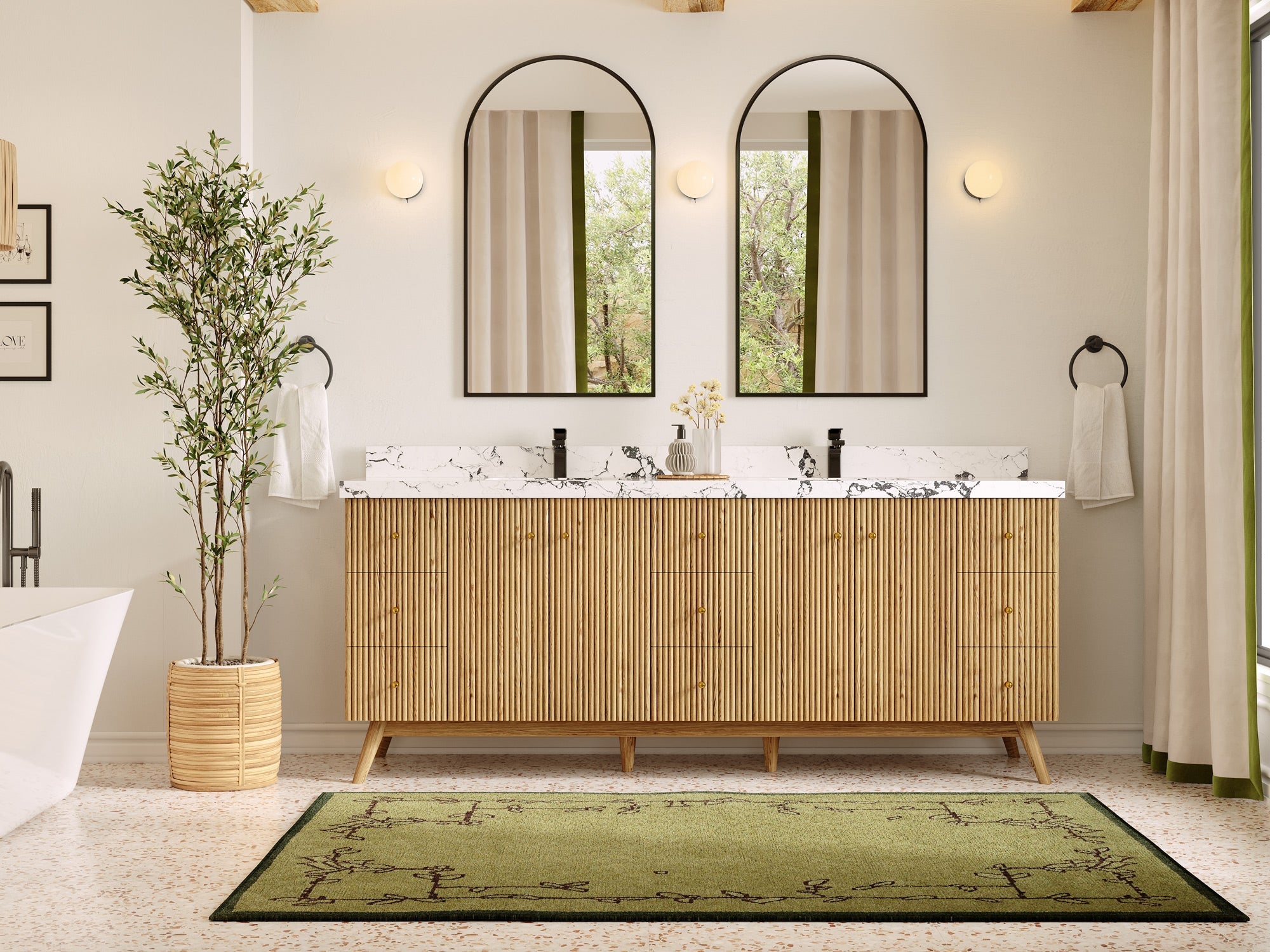 Pasadena White Oak 84 in. W x 22 in. D Double Sink Bathroom Vanity - Willow Bath and Vanity