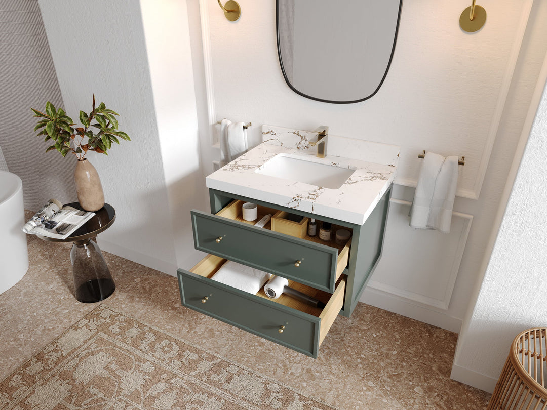 Roswell Floating 30 in. W x 22 in. D Single Sink Bathroom Vanity - Willow Bath and Vanity