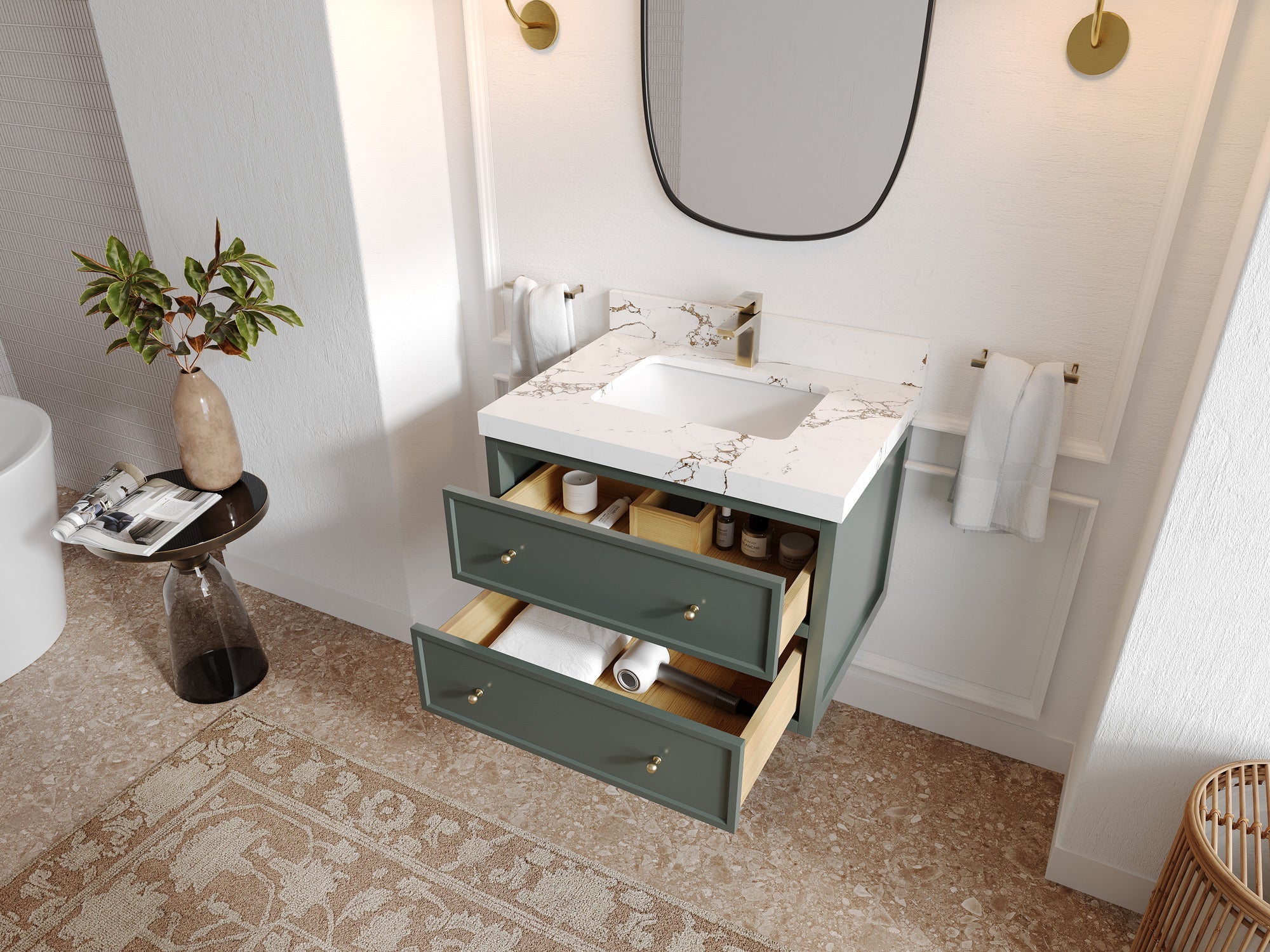 Roswell Floating 30 in. W x 22 in. D Single Sink Bathroom Vanity - Willow Bath and Vanity