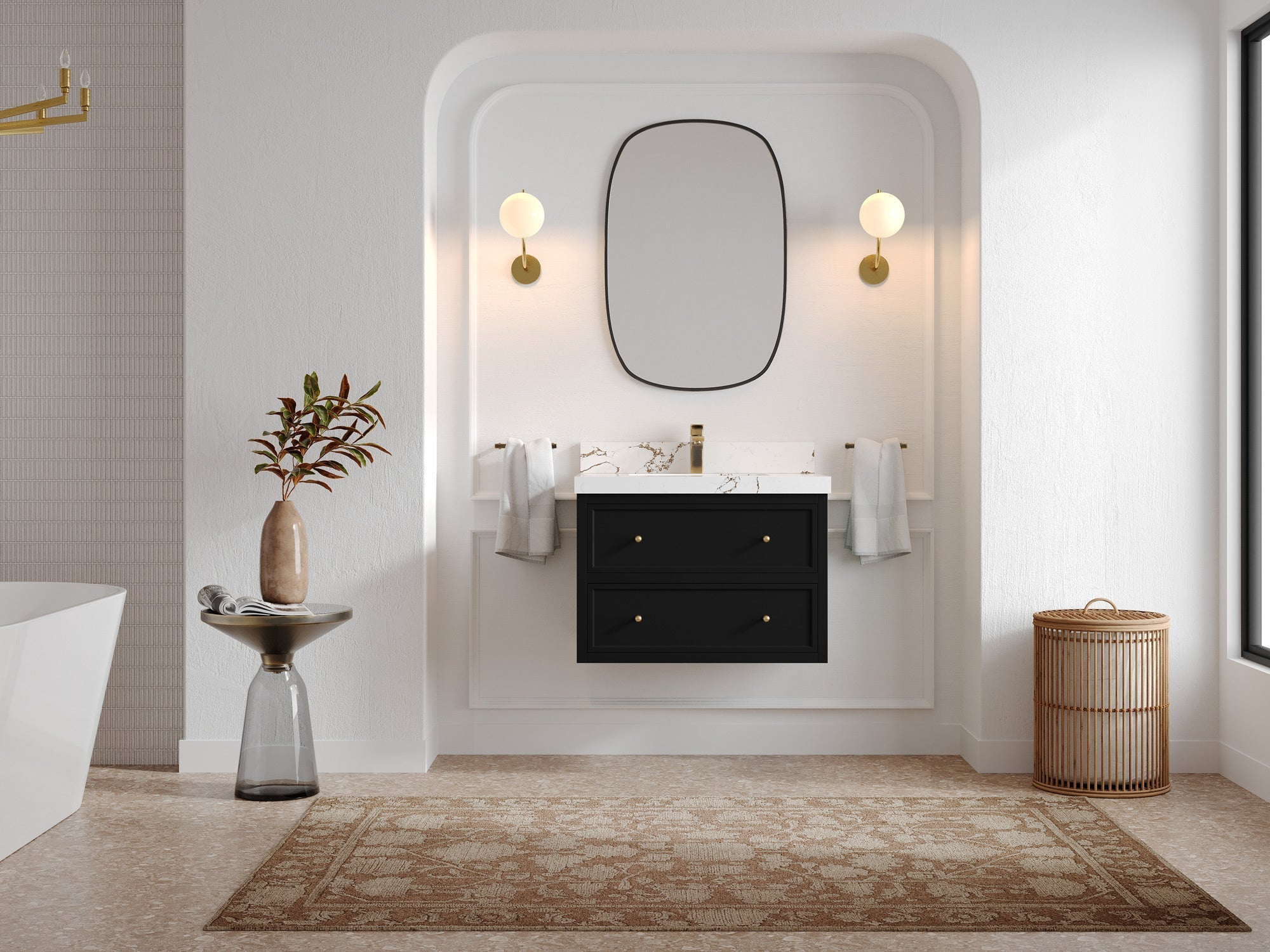 Roswell Floating 30 in. W x 22 in. D Single Sink Bathroom Vanity - Willow Bath and Vanity