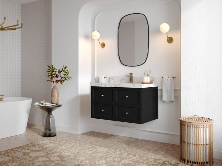 Roswell Floating 36 in. W x 22 in. D Center Sink Bathroom Vanity - photo 2