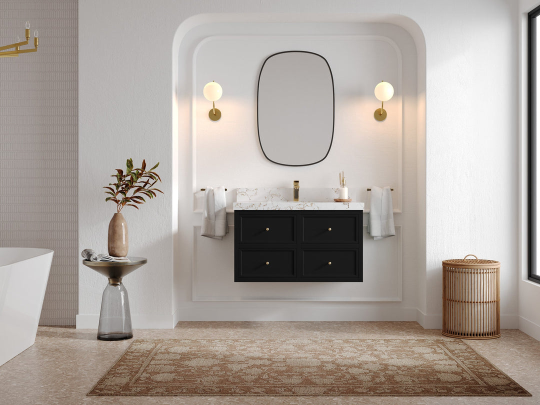 Roswell Floating 36 in. W x 22 in. D Center Sink Bathroom Vanity - Willow Bath and Vanity