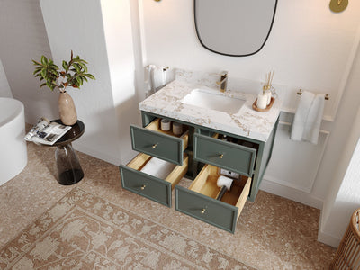 Roswell Floating 36 in. W x 22 in. D Center Sink Bathroom Vanity - Willow Bath and Vanity