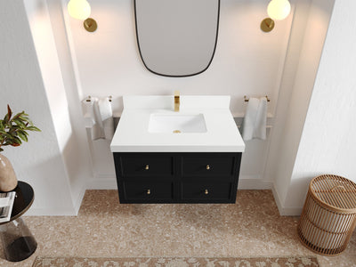 Roswell Floating 36 in. W x 22 in. D Center Sink Bathroom Vanity - Willow Bath and Vanity