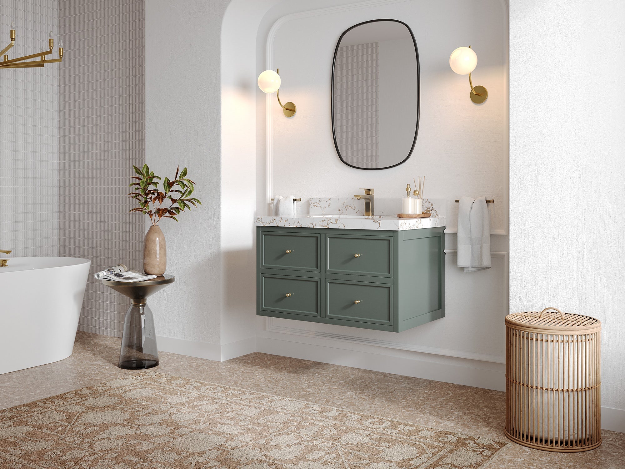 Roswell Floating 36 in. W x 22 in. D Center Sink Bathroom Vanity - Willow Bath and Vanity