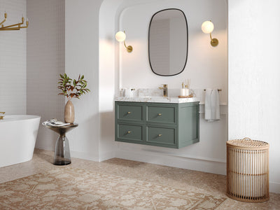 Roswell Floating 36 in. W x 22 in. D Center Sink Bathroom Vanity - Willow Bath and Vanity