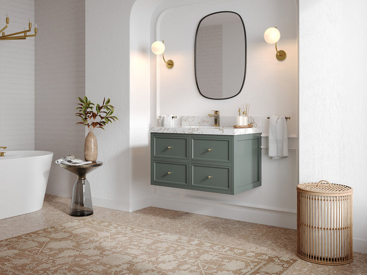 Roswell Floating 36 in. W x 22 in. D Center Sink Bathroom Vanity - photo 2