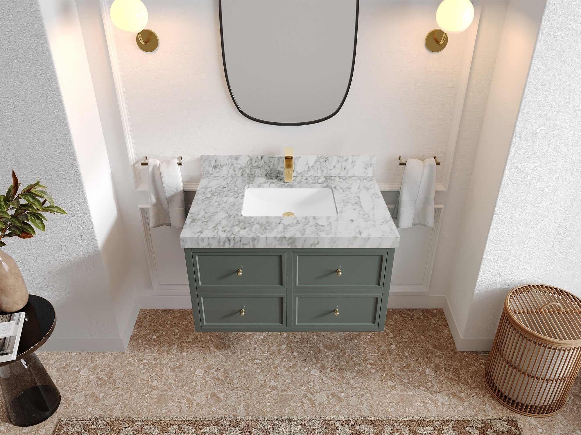 Roswell Floating 36 in. W x 22 in. D Center Sink Bathroom Vanity - Willow Bath and Vanity