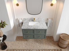 Roswell Floating 36 in. W x 22 in. D Center Sink Bathroom Vanity - photo 10