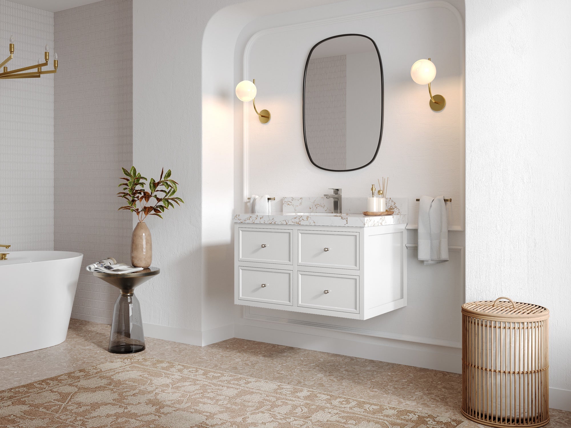 Roswell Floating 36 in. W x 22 in. D Center Sink Bathroom Vanity - Willow Bath and Vanity
