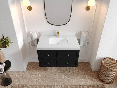 Roswell Floating 36 in. W x 22 in. D Center Sink Bathroom Vanity - Willow Bath and Vanity