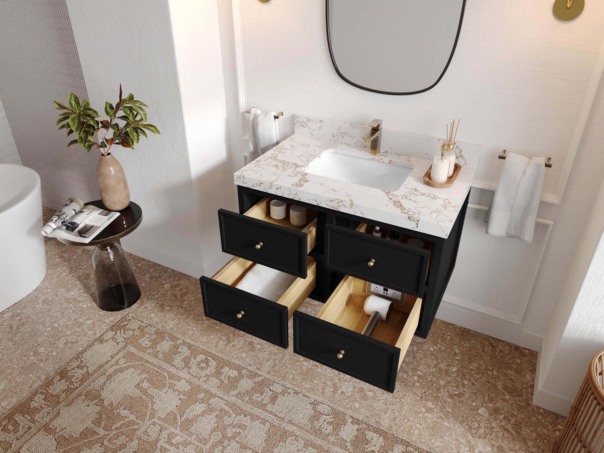 Roswell Floating 36 in. W x 22 in. D Center Sink Bathroom Vanity - Willow Bath and Vanity