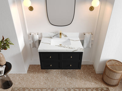 Roswell Floating 36 in. W x 22 in. D Center Sink Bathroom Vanity - Willow Bath and Vanity