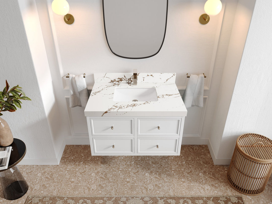 Roswell Floating 36 in. W x 22 in. D Center Sink Bathroom Vanity - Willow Bath and Vanity