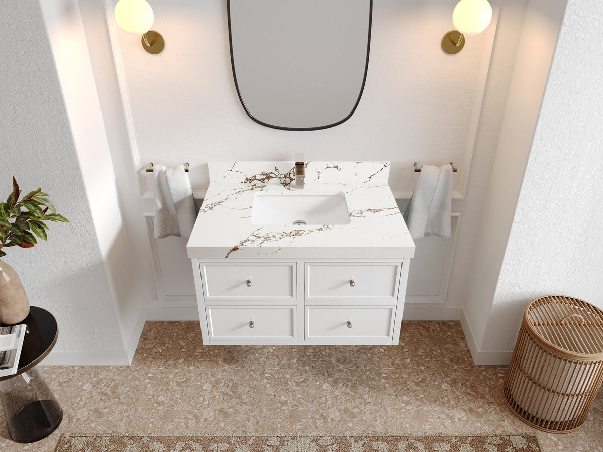 Roswell Floating 36 in. W x 22 in. D Center Sink Bathroom Vanity - Willow Bath and Vanity