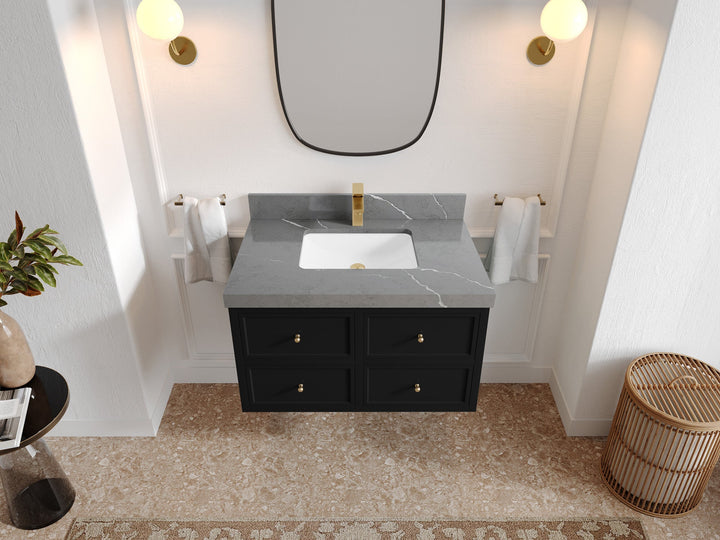 Roswell Floating 36 in. W x 22 in. D Center Sink Bathroom Vanity - photo 32