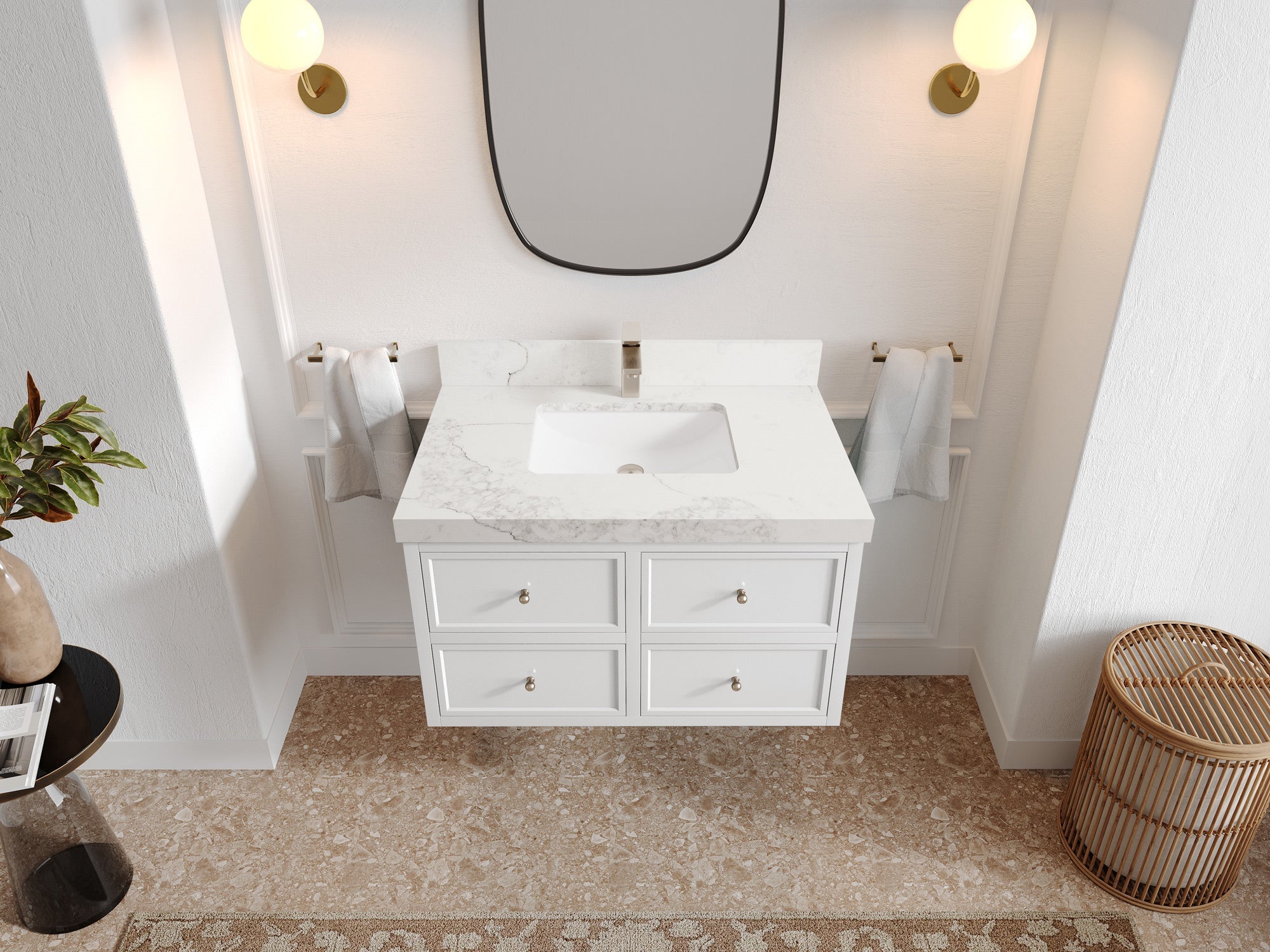 Roswell Floating 36 in. W x 22 in. D Center Sink Bathroom Vanity - Willow Bath and Vanity