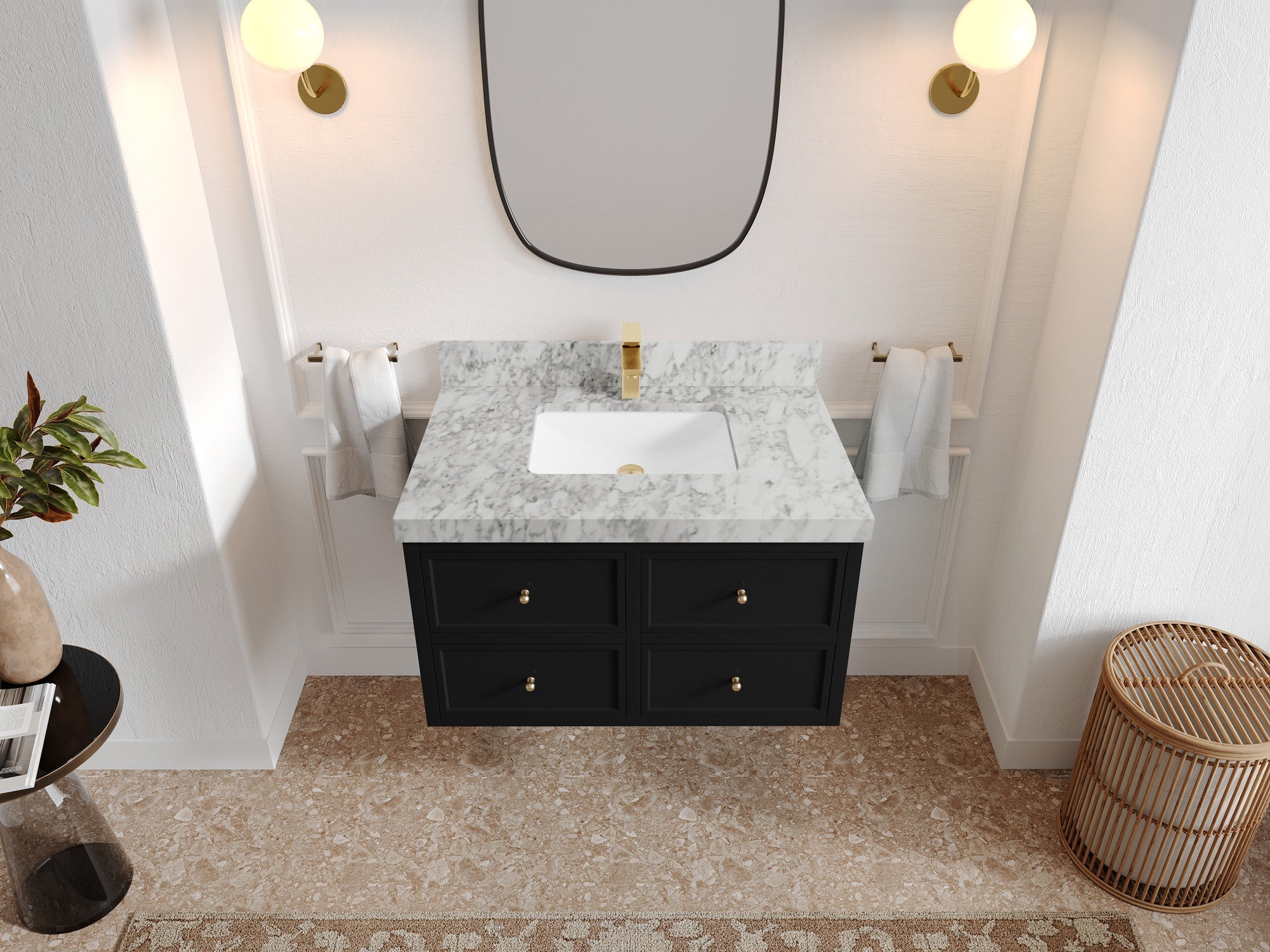 Roswell Floating 36 in. W x 22 in. D Center Sink Bathroom Vanity - Willow Bath and Vanity