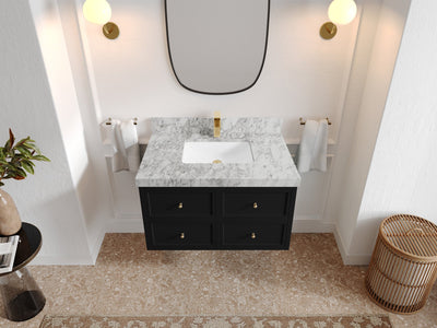 Roswell Floating 36 in. W x 22 in. D Center Sink Bathroom Vanity - Willow Bath and Vanity
