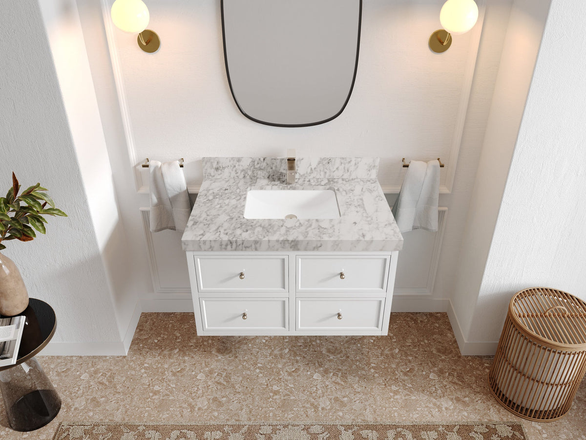 Roswell Floating 36 in. W x 22 in. D Center Sink Bathroom Vanity - Willow Bath and Vanity