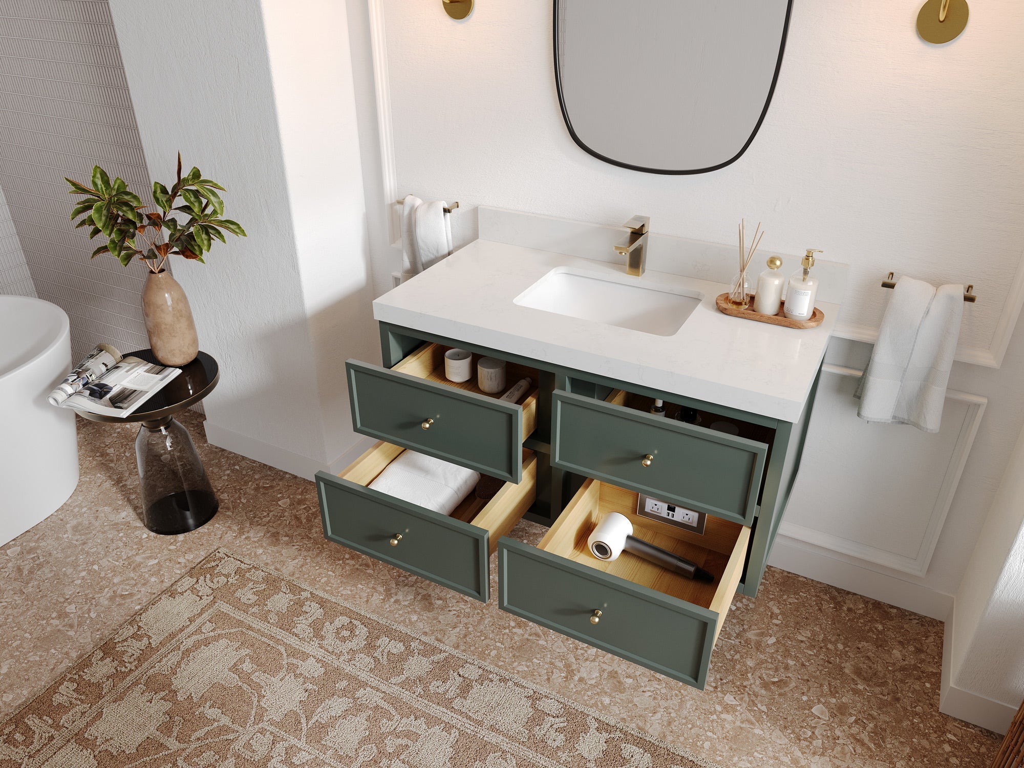 Roswell Floating 42 in. W x 22 in. D Single Sink Bathroom Vanity - Willow Bath and Vanity