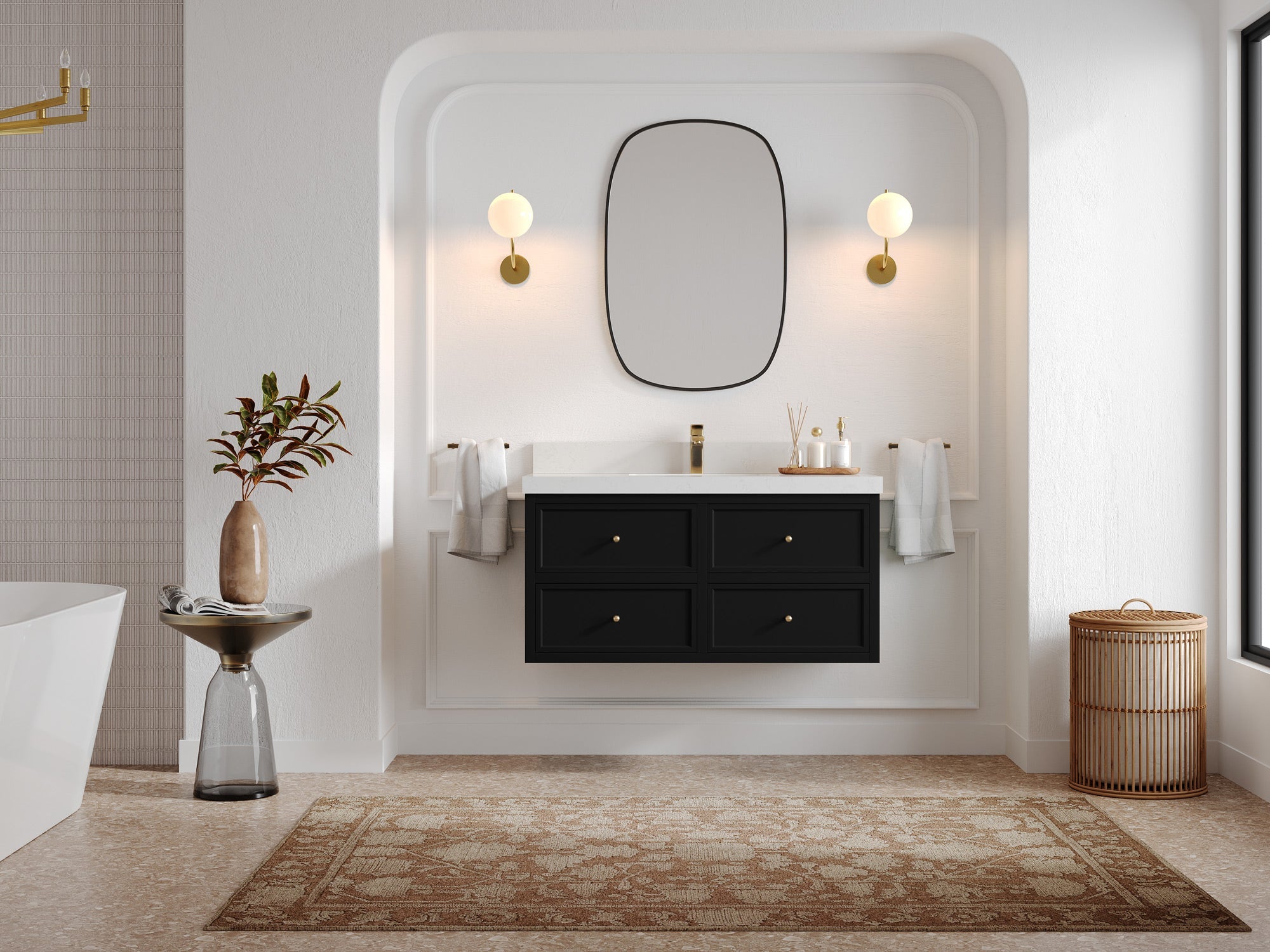 Roswell Floating 42 in. W x 22 in. D Single Sink Bathroom Vanity - Willow Bath and Vanity
