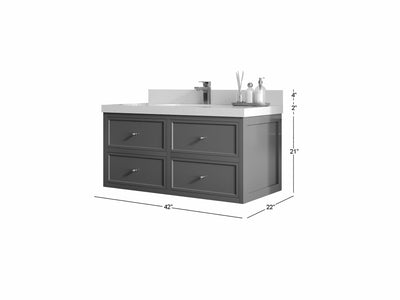 Roswell Floating 42 in. W x 22 in. D Single Sink Bathroom Vanity - Willow Bath and Vanity